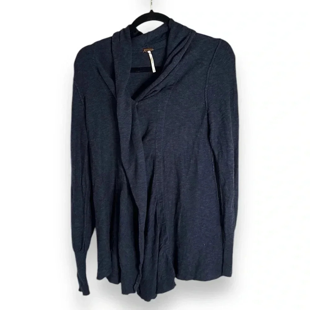 Free People Navy Cardigan Cotton Blend Lightweight Size Small